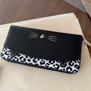 Kate Spade Black and White Cat Design Wallet & matching card holder